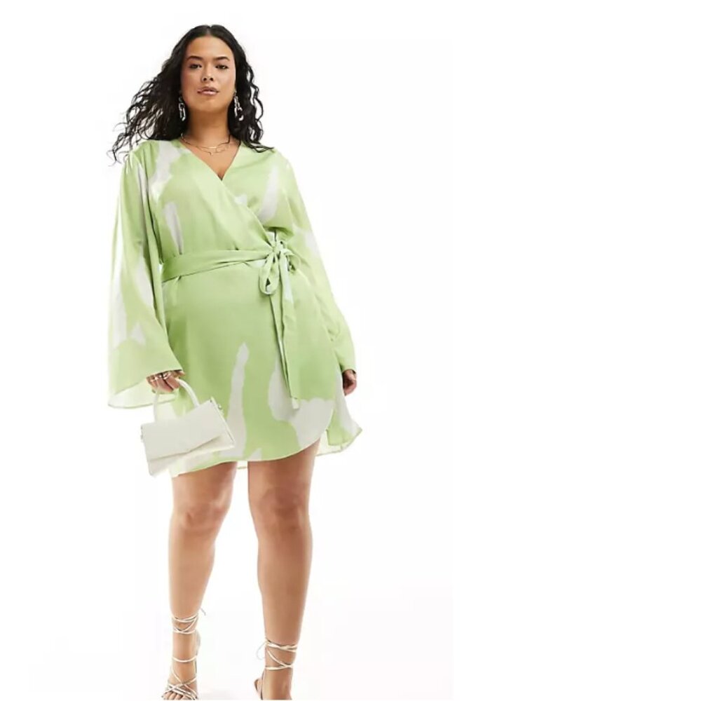 NWT Asos Curve Abstract Wrap Mini Dress - Size 18